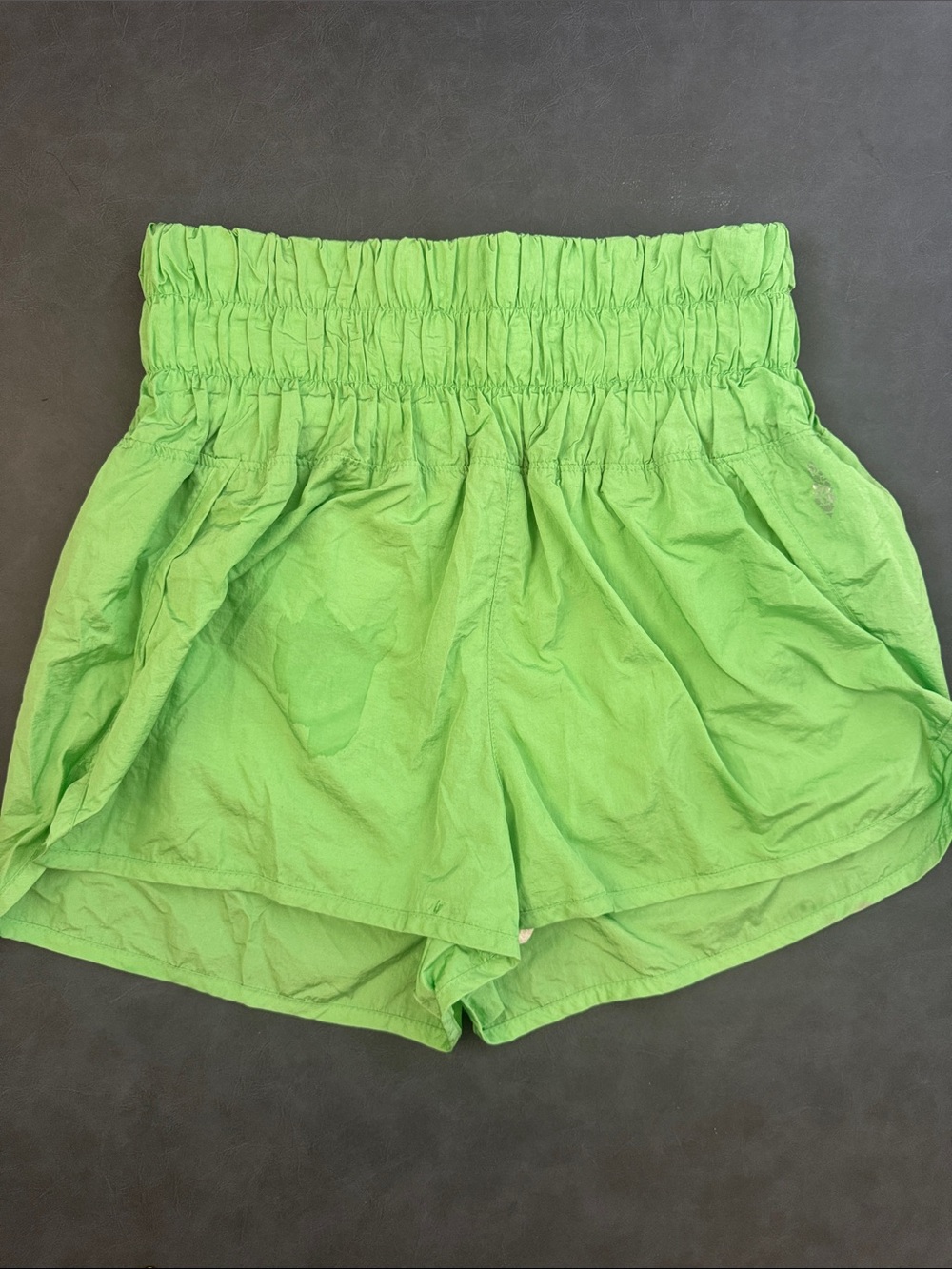 Free People High-Waist Smocked Lime Green Women's Shorts Size M